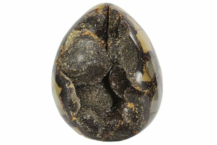 Bargain, Septarian Dragon Egg Geode - Black Crystals #123015